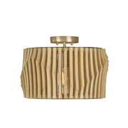Archer Semi-Flush Mount in Blonde Wood and Matte Brass