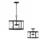 Brennen 3-Light Semi-Flush Mount in Black Iron