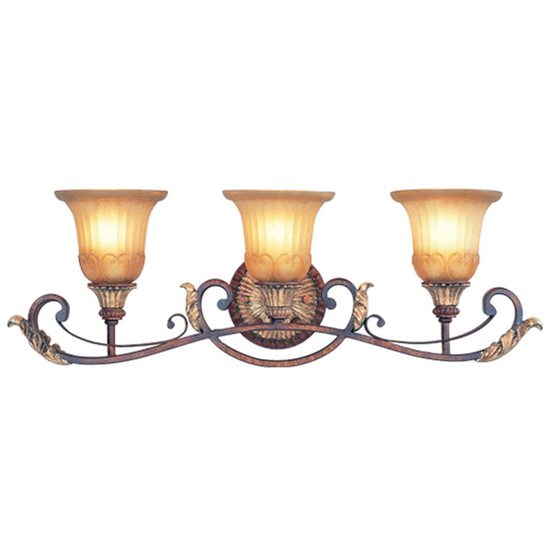 Villa Verona 3 Light Bath Vanity in Verona Bronze with Aged Gold Leaf Accents