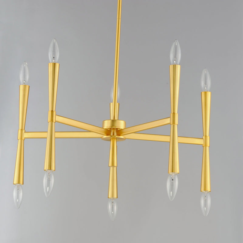 Rome 10 Light Chandelier in Satin Brass