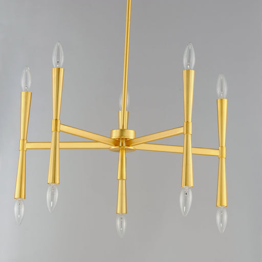 Rome 10 Light Chandelier in Satin Brass