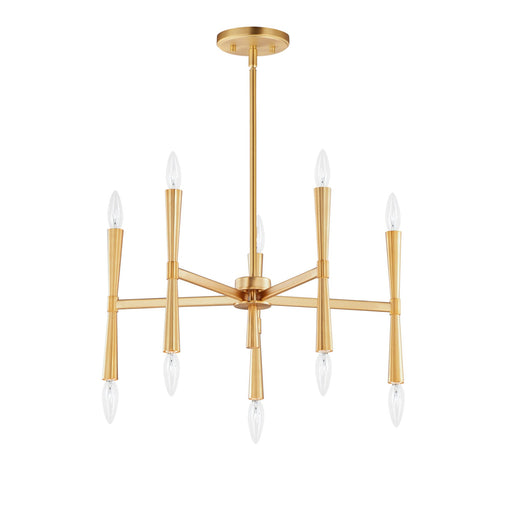 Rome 10 Light Chandelier in Satin Brass