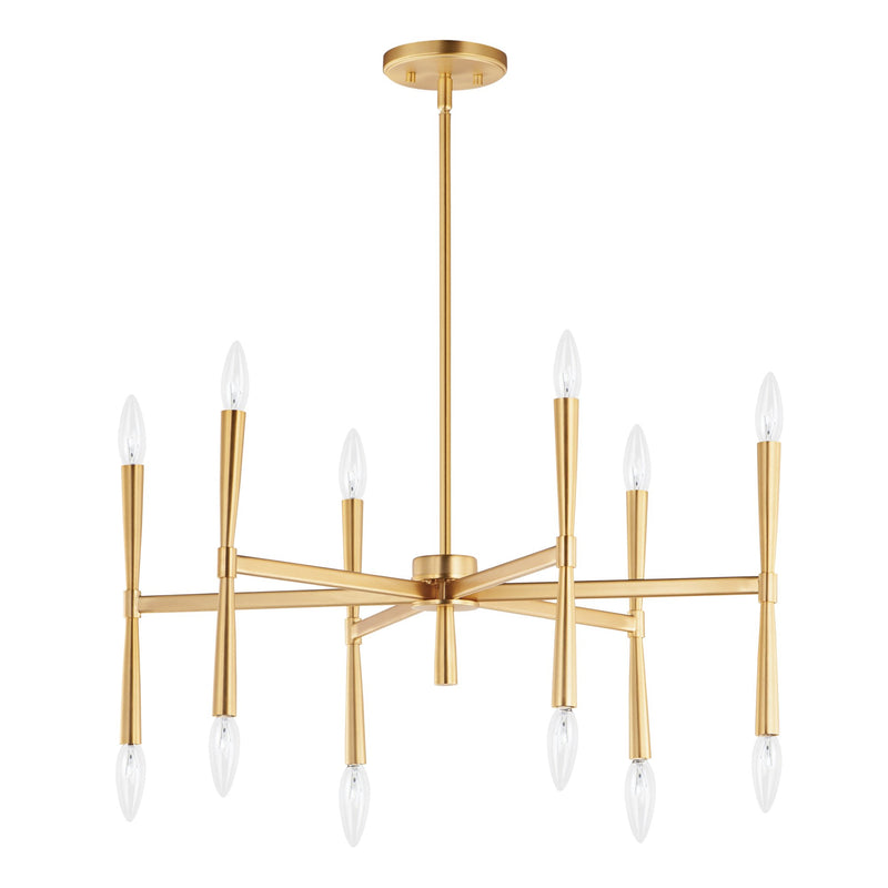Rome 12 Light Chandelier in Satin Brass