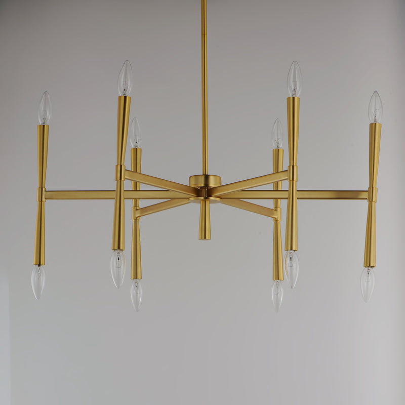 Rome 12 Light Chandelier in Satin Brass