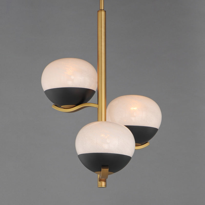 Lucerne 3 Light Chandelier in Black / Natural Aged Brass