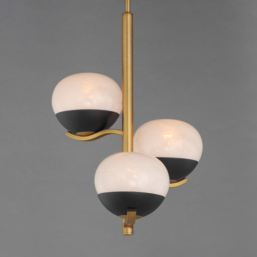 Lucerne 3 Light Chandelier in Black / Natural Aged Brass