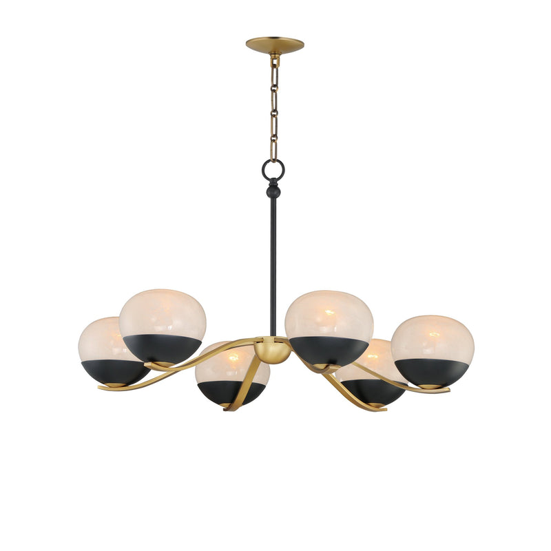 Lucerne 6 Light Chandelier in Black / Natural Aged Brass