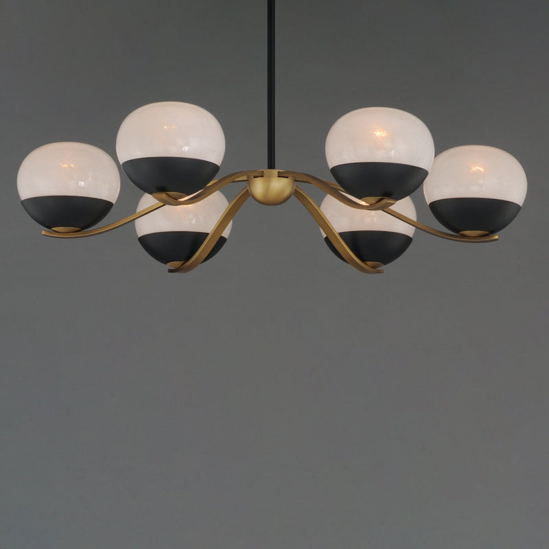 Lucerne 6 Light Chandelier in Black / Natural Aged Brass