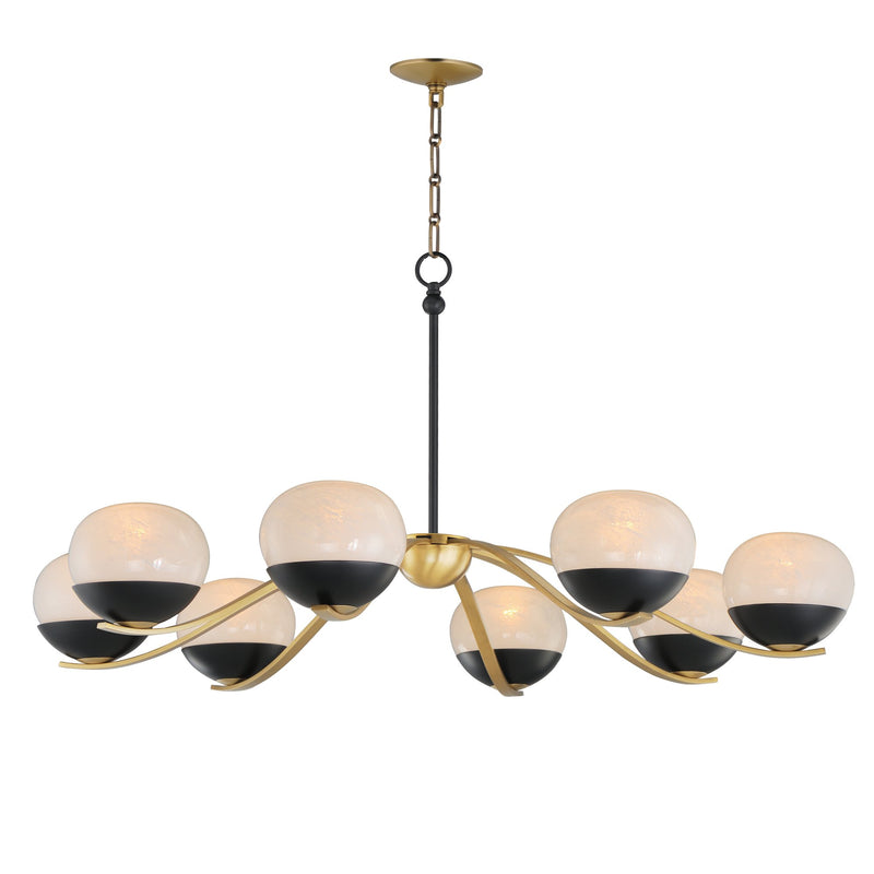 Lucerne 8 Light Chandelier in Black / Natural Aged Brass