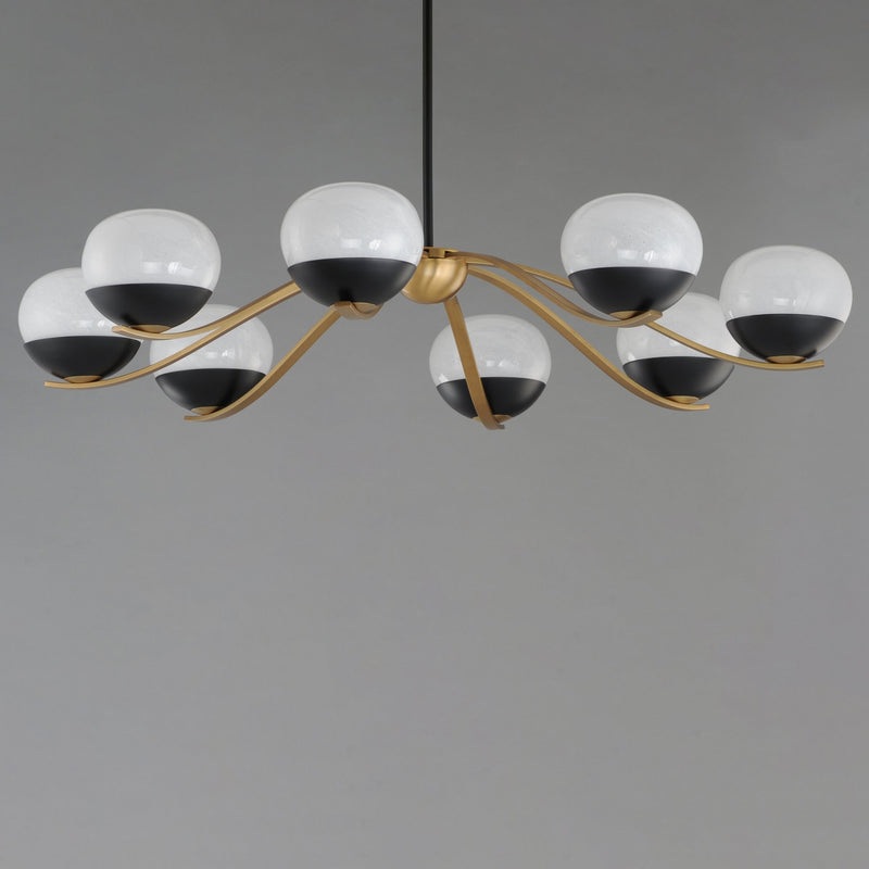 Lucerne 8 Light Chandelier in Black / Natural Aged Brass