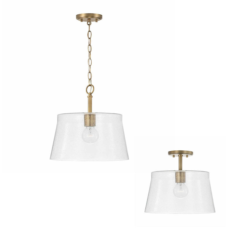 Baker Large Semi-Flush Mount in Aged Brass