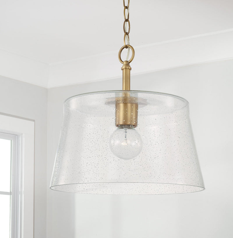Baker Large Semi-Flush Mount in Aged Brass