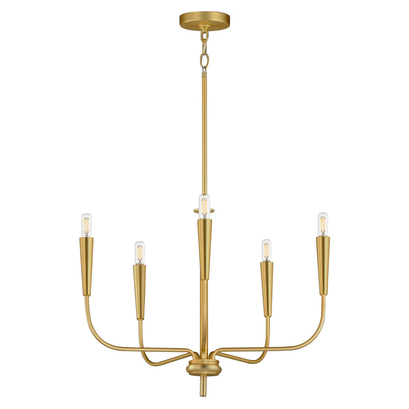 Vela 5 Light Chandelier in Satin Brass