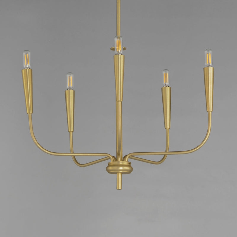 Vela 5 Light Chandelier in Satin Brass