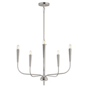 Vela 5 Light Chandelier in Satin Nickel