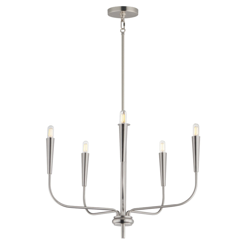 Vela 5 Light Chandelier in Satin Nickel