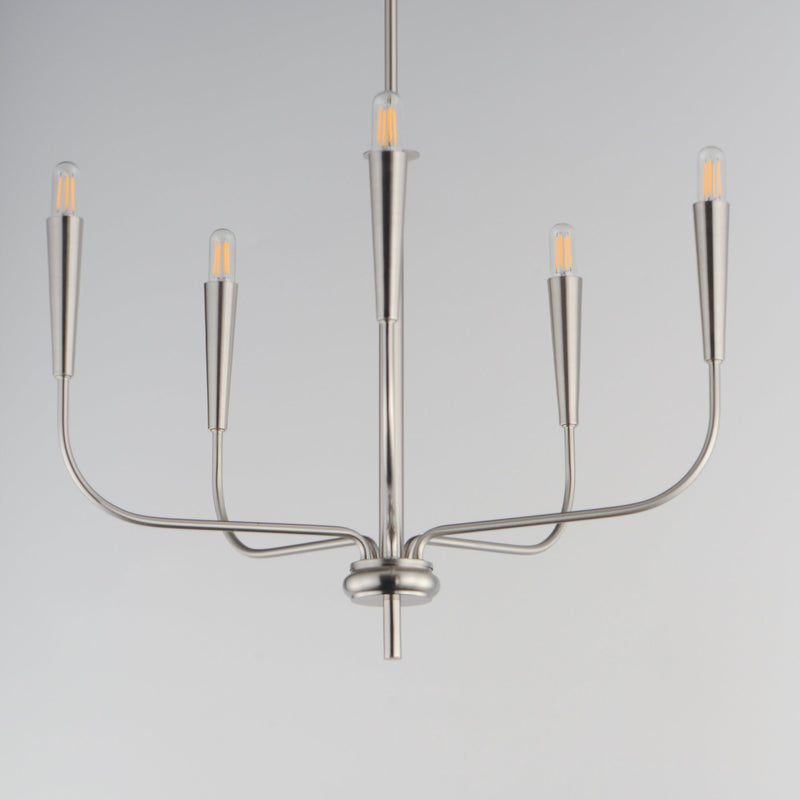 Vela 5 Light Chandelier in Satin Nickel