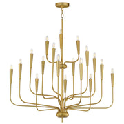 Vela 18 Light Chandelier in Satin Brass
