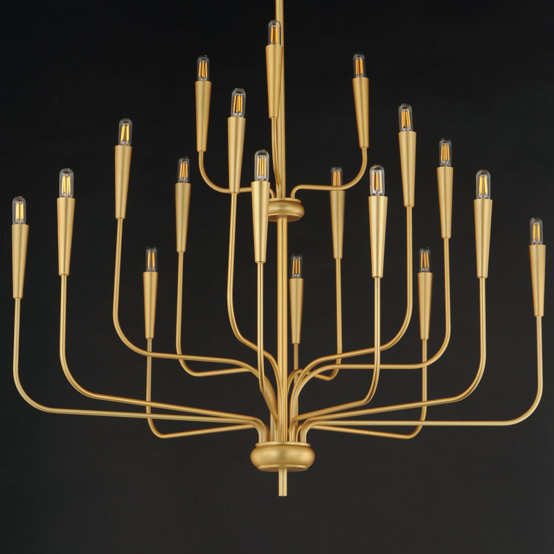 Vela 18 Light Chandelier in Satin Brass
