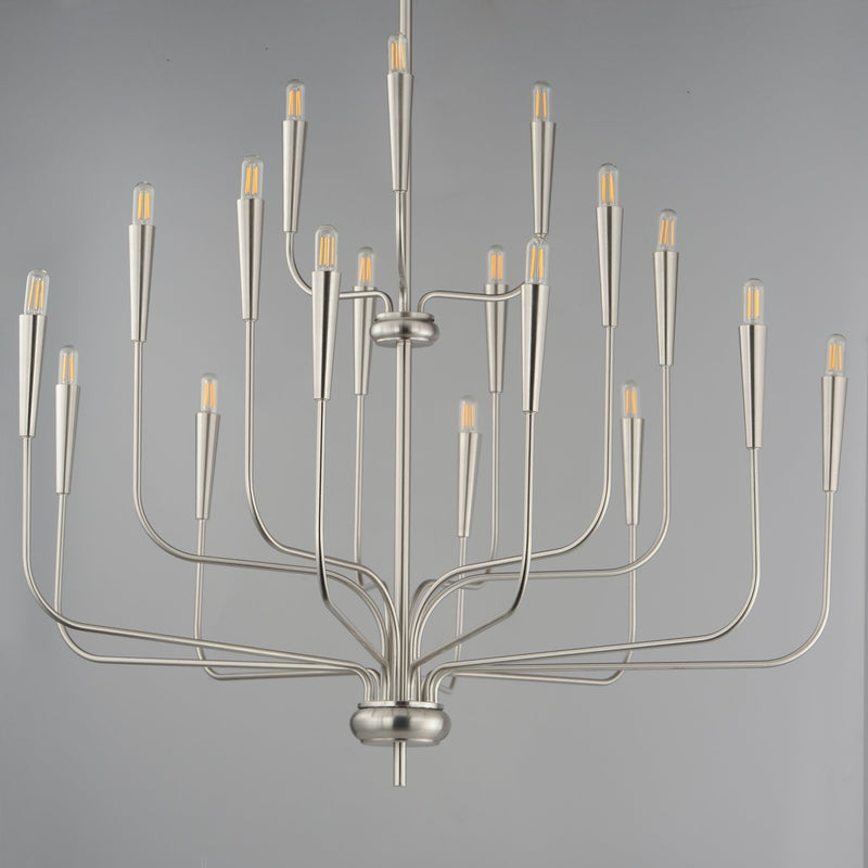 Vela 18 Light Chandelier in Satin Nickel