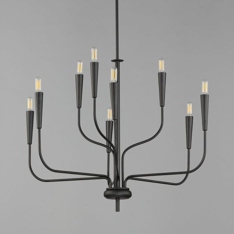 Vela 9 Light Chandelier in Black