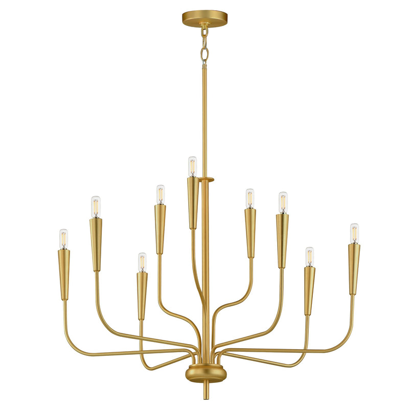 Vela 9 Light Chandelier in Satin Brass