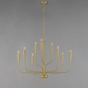 Vela 9 Light Chandelier in Satin Brass