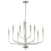 Vela 9 Light Chandelier in Satin Nickel