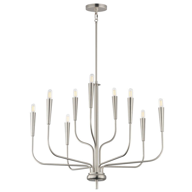 Vela 9 Light Chandelier in Satin Nickel