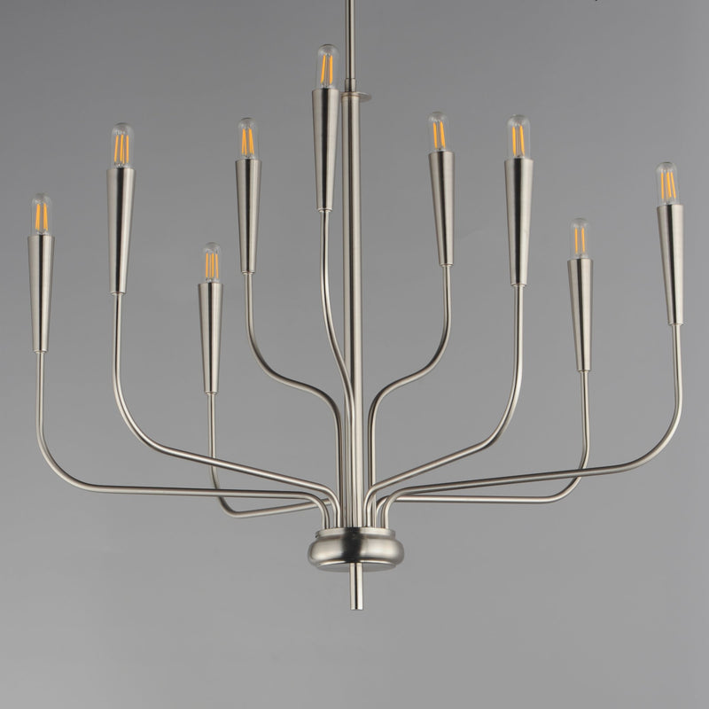 Vela 9 Light Chandelier in Satin Nickel