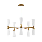 Krevat 10 Light Chandelier in Black / Natural Aged Brass