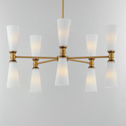Krevat 10 Light Chandelier in Black / Natural Aged Brass