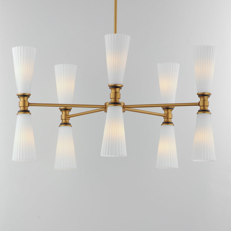 Krevat 10 Light Chandelier in Black / Natural Aged Brass
