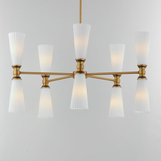 Krevat 10 Light Chandelier in Black / Natural Aged Brass
