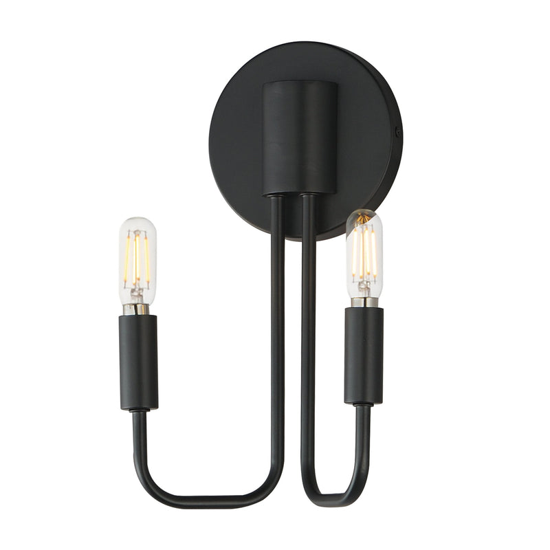 Abner 2 Light Wall Sconce in Black
