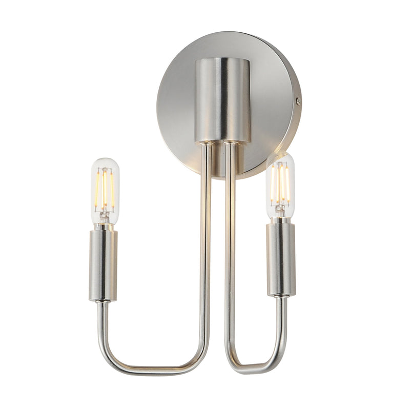 Abner 2 Light Wall Sconce in Satin Nickel