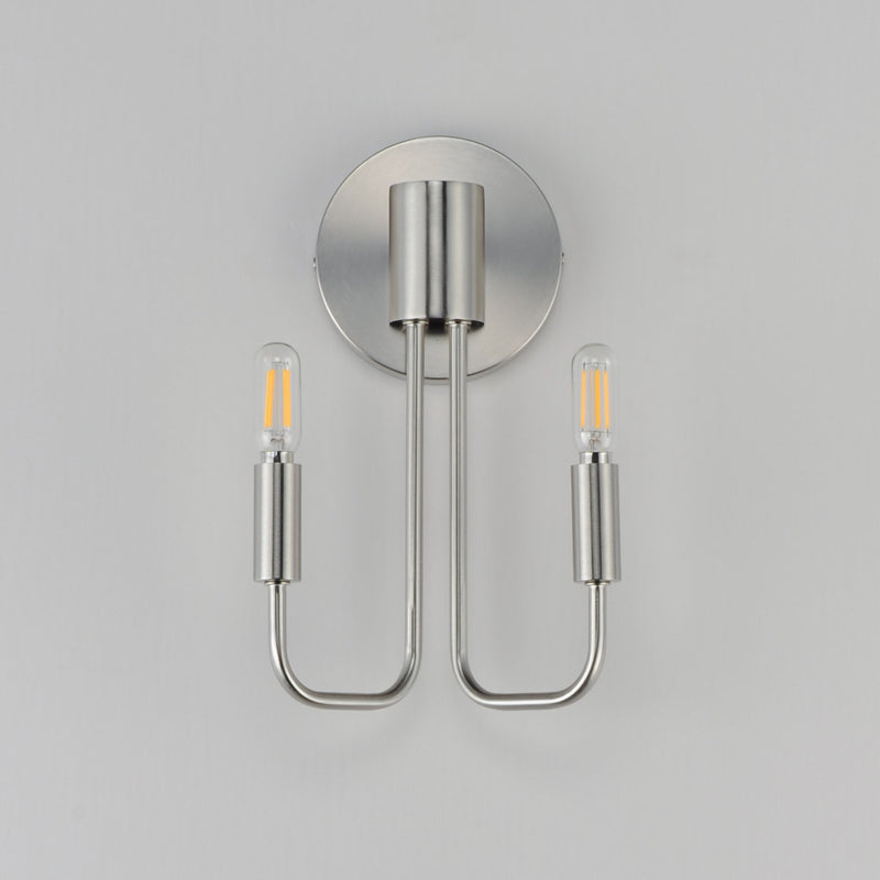 Abner 2 Light Wall Sconce in Satin Nickel