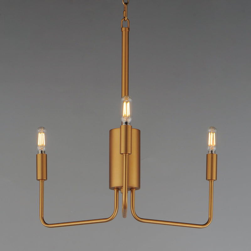 Abner 3 Light Chandelier in Natural Aged Brass