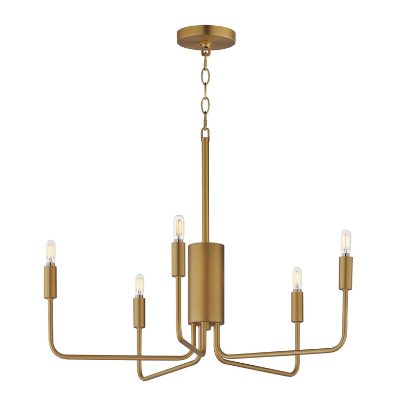 Abner 5 Light Chandelier in Natural Aged Brass