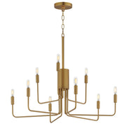 Abner 9 Light Chandelier in Natural Aged Brass