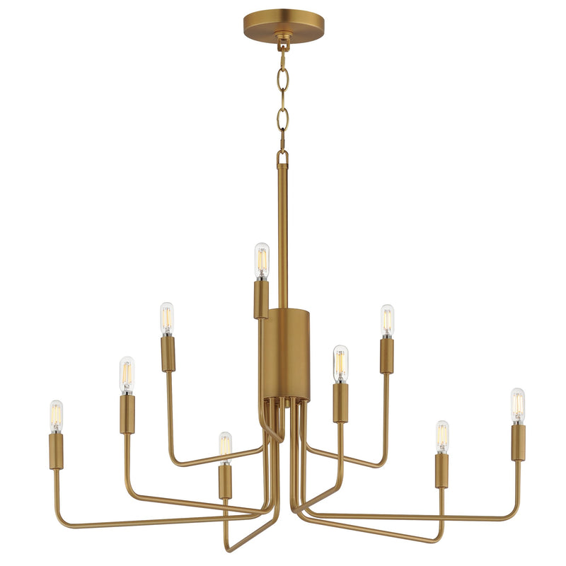 Abner 9 Light Chandelier in Natural Aged Brass