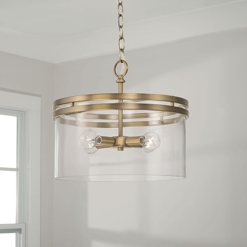 Fuller 4-Light Semi-Flush Mount in Aged Brass