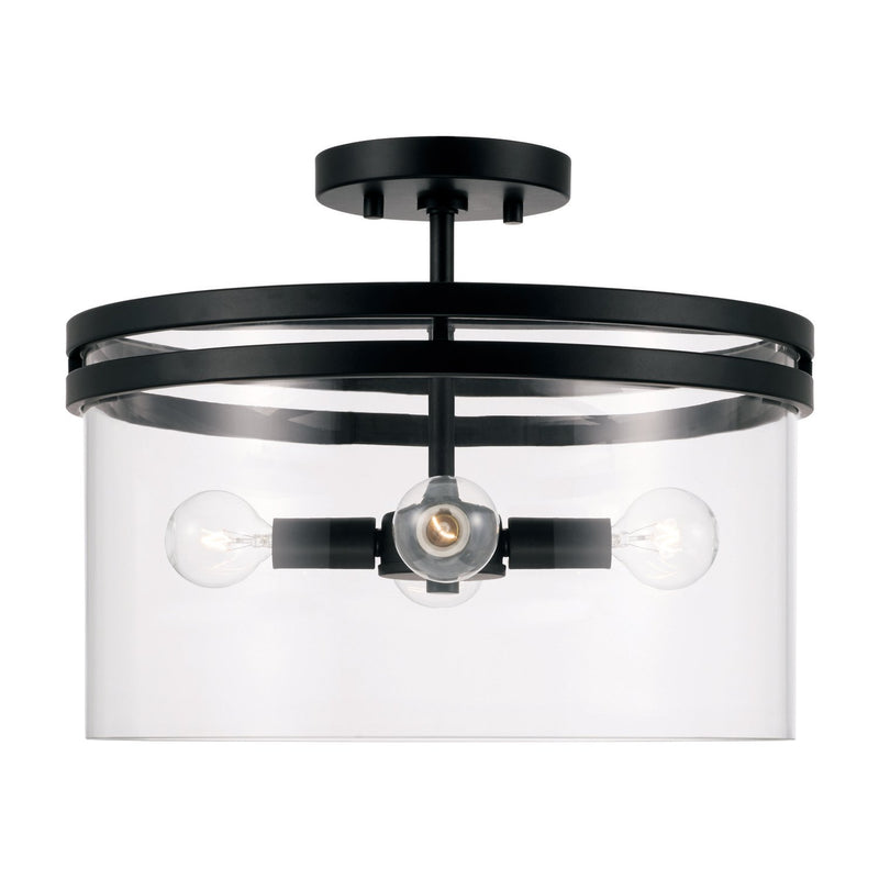 Fuller 4-Light Semi-Flush Mount in Matte Black