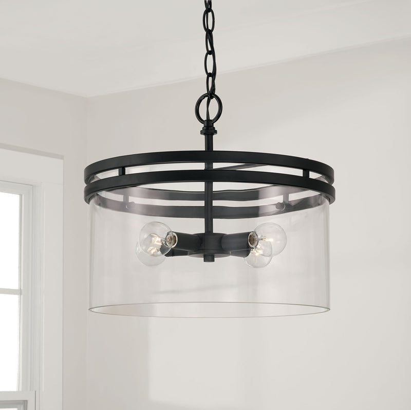 Fuller 4-Light Semi-Flush Mount in Matte Black