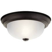 2-Light 11" Flush Mount with Satin Etched Glass in Olde Bronze
