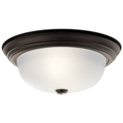 2-Light 13" Flush Mount with Satin Etched Glass in Olde Bronze