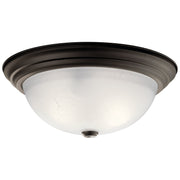 3-Light 15" Flush Mount with Satin Etched Glass in Olde Bronze