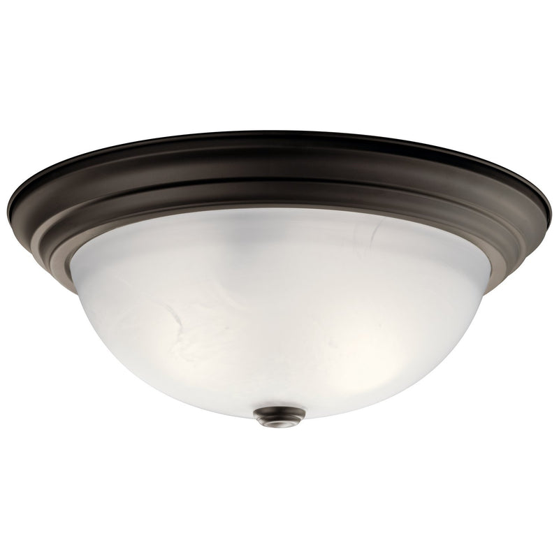 3-Light 15" Flush Mount with Satin Etched Glass in Olde Bronze
