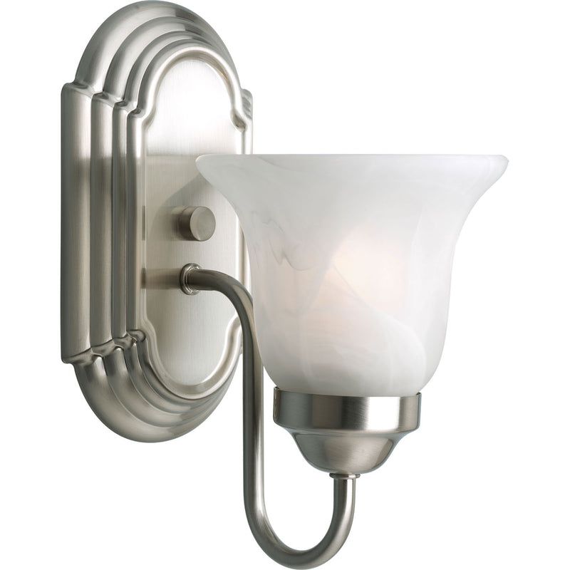 Alabaster Glass One Light Bath Bracket in Brushed Nickel