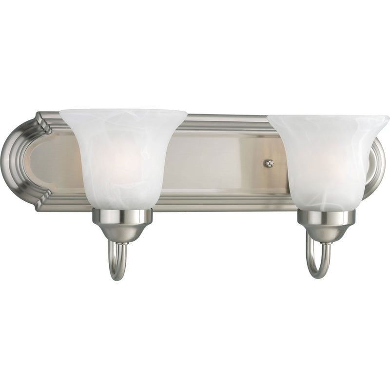 Alabaster Glass Two Light Bath Bracket in Brushed Nickel